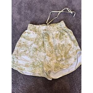 Commense Toile Print Shorts Women’s M Green White Elastic Waist Drawstring